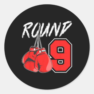 9th Birthday Boxing Boy 9 Year Old Boxer Bday Part Classic Round Sticker