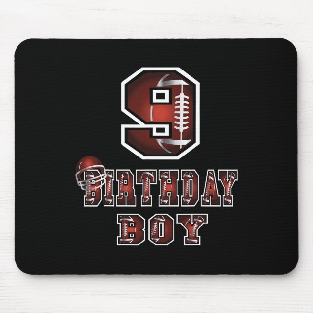 9th Birthday Boy 9 Years Old Football Lover Theme  Mouse Mat (Front)