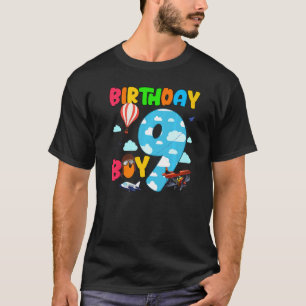 9th Birthday Boy Aeroplane Pilot 9 Years Old Helic T-Shirt