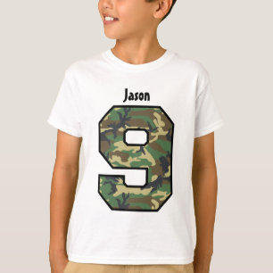 9th Birthday Boy Camo Eight Year Custom Name V007K T-Shirt