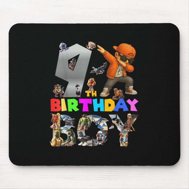 9th Birthday Boy Italian Brainrot For Kids Birthda Mouse Mat (Front)