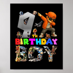 9th Birthday Boy Italian Brainrot For Kids Birthda Poster