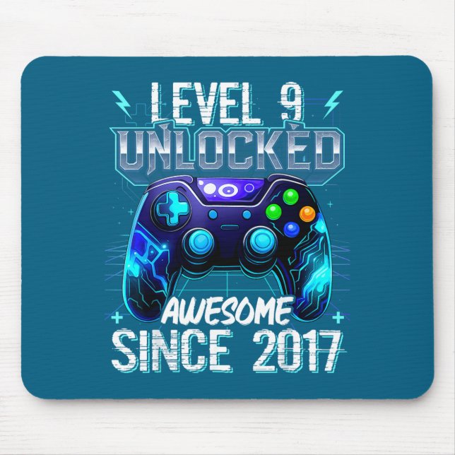 9th Birthday Boy Level 9 Gamer 9 Year Video Game P Mouse Mat (Front)