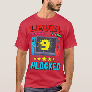 9th Birthday Boy Level 9 Unlocked Video Gamer Birt T-Shirt