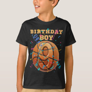 9th Birthday Boy Nine 9 Years Old Basketball Playe T-Shirt