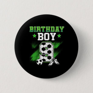 9th Birthday Boy Soccer 9 Year Old Sport 9yr Boys 6 Cm Round Badge