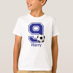 9th Birthday boy soccer personalised T-Shirt
