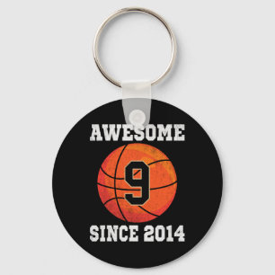 9th Birthday Bysketbyll Lover 9 Years Old Vintage Key Ring