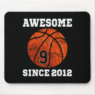 9th Birthday Bysketbyll Lover Gift 9 Years Old Vin Mouse Mat