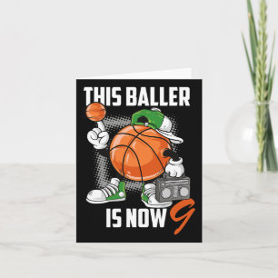 9th Birthday Bysketbyll Player Fun 9 Years Old Kid Card