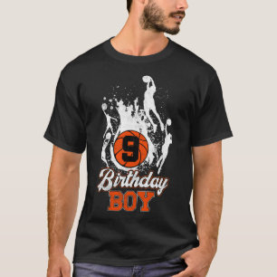 9th Birthday Bysketbyll Theme Birthday Boy 9yrs Ol T-Shirt