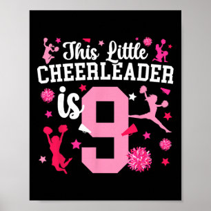 9th Birthday Cheer Girl Nine Year Old Cheerleader Poster