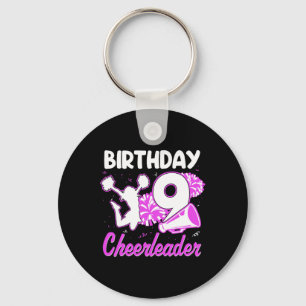 9th Birthday Cheerleader Girl 9 Years Old Cheerlea Key Ring