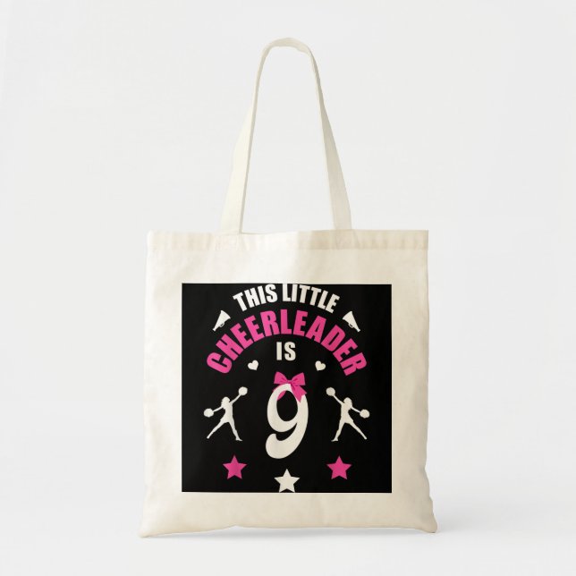 9th Birthday Cheerleader Girl 9 Years Old Girls Gi Tote Bag (Front)