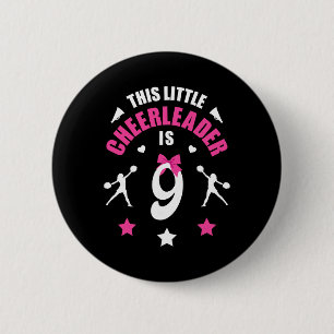 9th Birthday Cheerleader Girl T Shirt 9 Years Old 6 Cm Round Badge