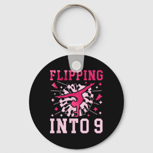 9th Birthday Cheerleading Girl Nine Year Old Cheer Key Ring