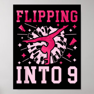 9th Birthday Cheerleading Girl Nine Year Old Cheer Poster
