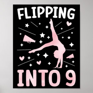 9th Birthday Cheerleading Girl Nine Year Old Cheer Poster