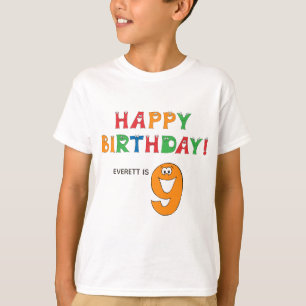 9th Birthday Colourful Alphabet with Name Kids T-Shirt