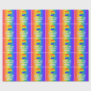 9th Birthday: Colourful, Fun Rainbow Pattern # 9 Wrapping Paper