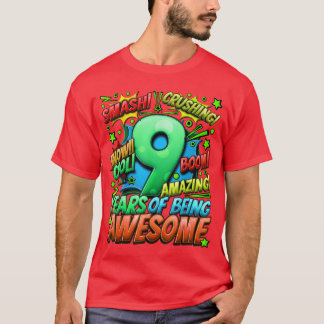 9th Birthday Comic Style Awesome Since 2014 9 Year T-Shirt