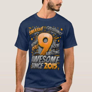 9th Birthday Comic Style Awesome since 2015 9 Year T-Shirt
