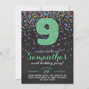 9th Birthday Confetti Invitation