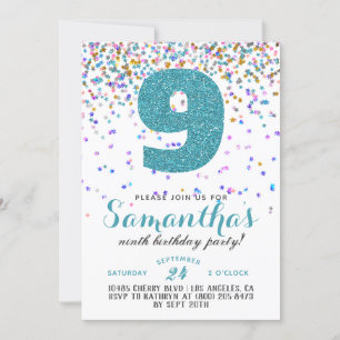 9th Birthday Confetti Invitation