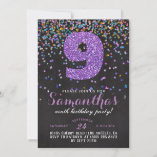9th Birthday Confetti Invitation