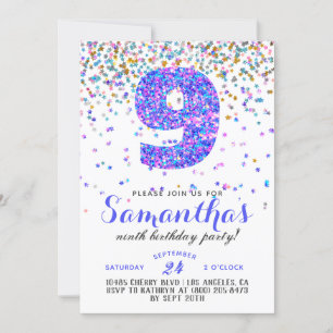 9th Birthday Confetti Invitation