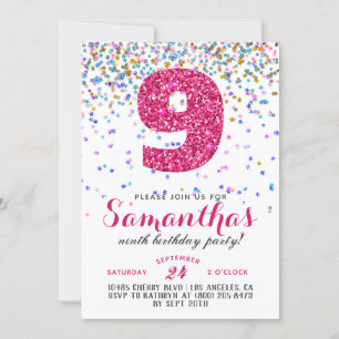 9th Birthday Confetti Invitation