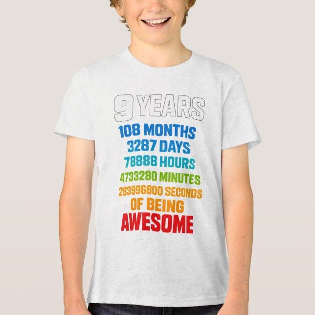 9th Birthday Countdown Typography Tri-Blend Shirt (Front)