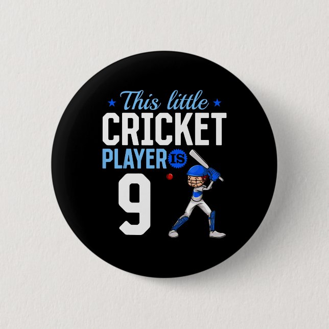 9th Birthday Cricket Player  6 Cm Round Badge (Front)