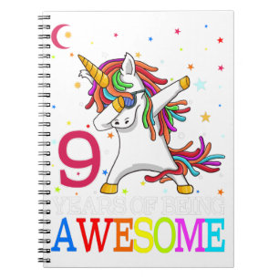 9th Birthday Dabbing Unicorn Party Gift 9 Years Notebook
