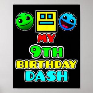 9th birthday dash video game theme kids party poster