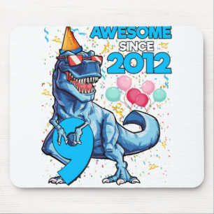 9th Birthday Dinosaur 9 Year Old Boy Kids Awesome Mouse Mat