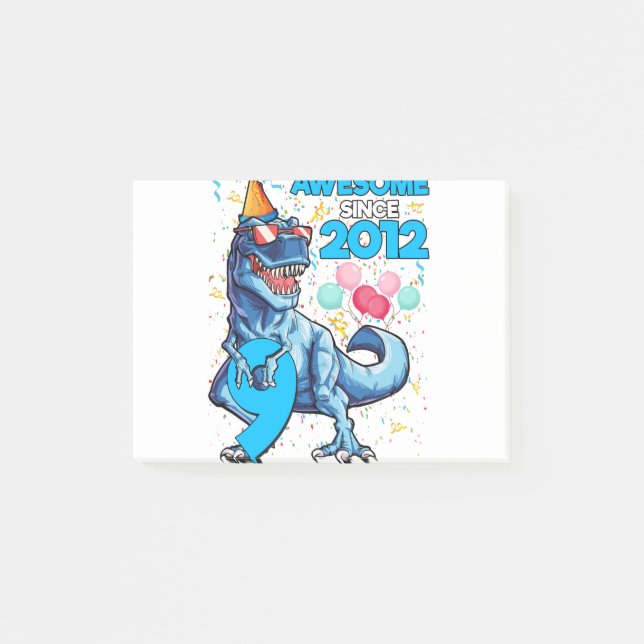 9th Birthday Dinosaur 9 Year Old Boy Kids Awesome Post-it Notes (Front)