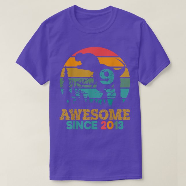 9th Birthday Dinosaur 9 Year Old Boys Awesome Sinc T-Shirt (Design Front)