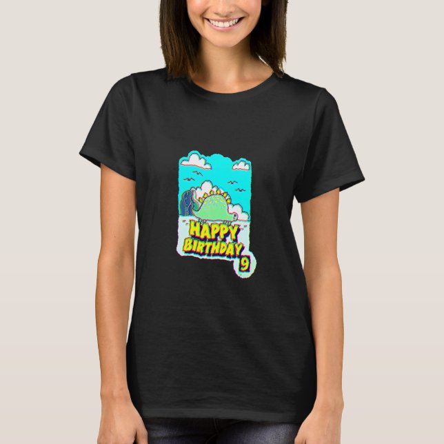 9th Birthday Dinosaur Happy Birthday Children Birt T-Shirt (Front)