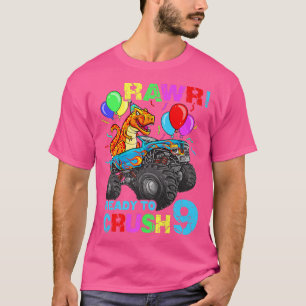 9th Birthday Dinosaur Monster Truck Rawr Nine Kids T-Shirt