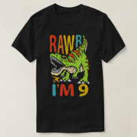 9th Birthday Dinosaur T Rex Rawr I'm 9 For Boys 