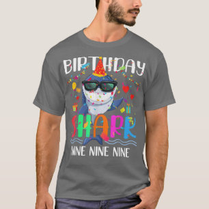 9th Birthday Family Shark Kids Nine Nine Nine T-Shirt