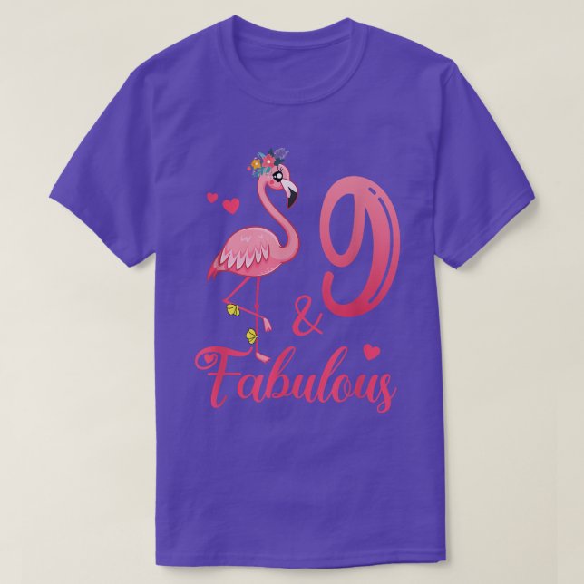 9th Birthday Flamingo Fabulous 9 Year Old Since 20 T-Shirt (Design Front)