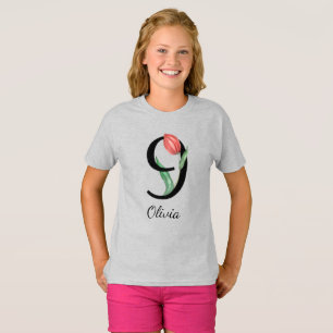 9th Birthday Floral Personalised Name T-Shirt
