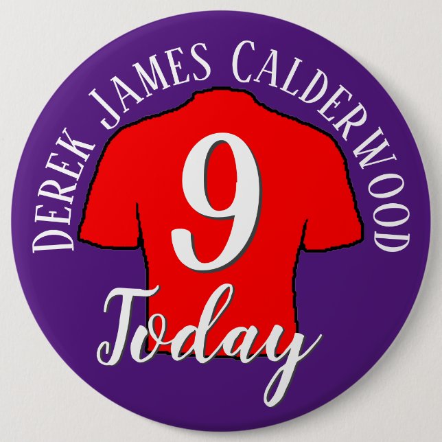 9th Birthday Football Badge to Personalise Button (Front)