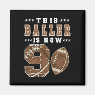 9th Birthday Football Boy Nine Year Old Football P Magnet