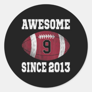 9th Birthday Football Player 9 Years Old Vintage R Classic Round Sticker