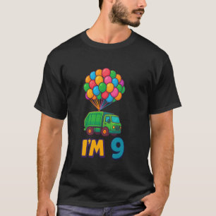 9th Birthday Garbage Truck Balloon Cartoon I'm 9 N T-Shirt
