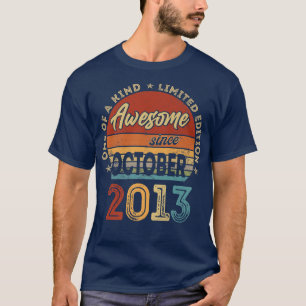 9th Birthday Gift 9 Year Old Awesome Since October T-Shirt