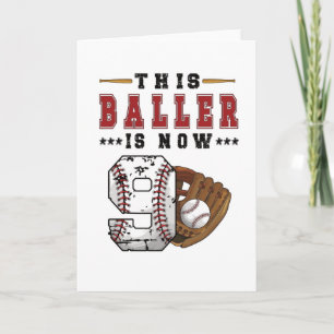 9th Birthday Gift Baseball Player 9 Year Old Boy Card